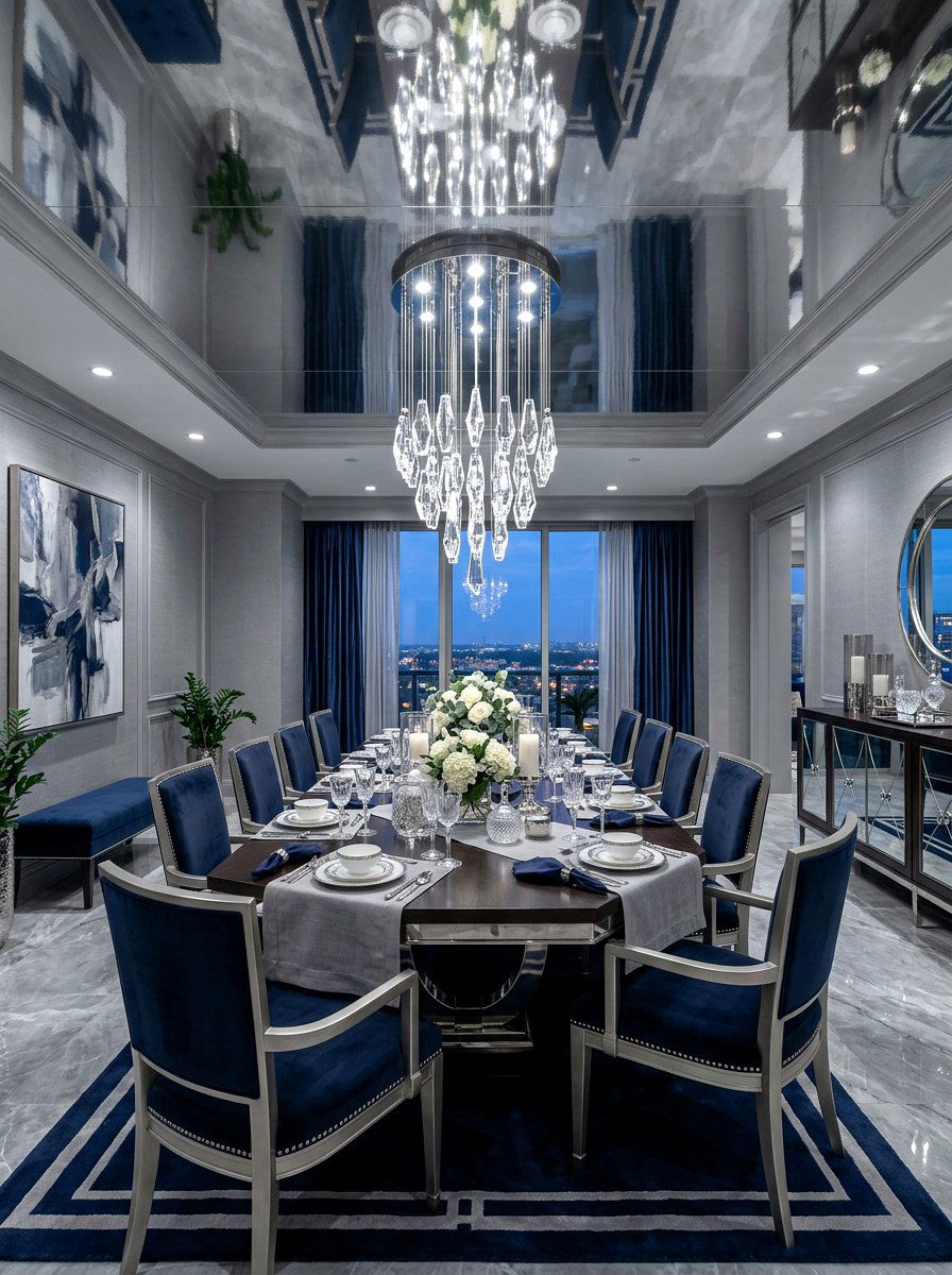 Silver painted dining room ceiling - 30 painted ceiling dining room ideas