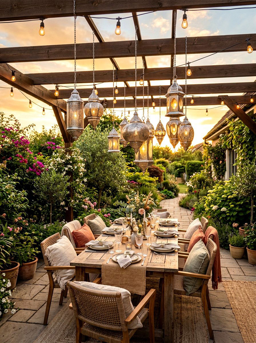 Silver patio lantern - 30 chrome outdoor accent ideas