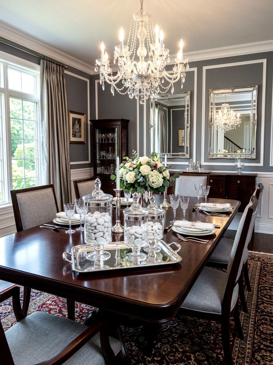 Silver tray glass canisters - 30 simple centerpiece dining ideas