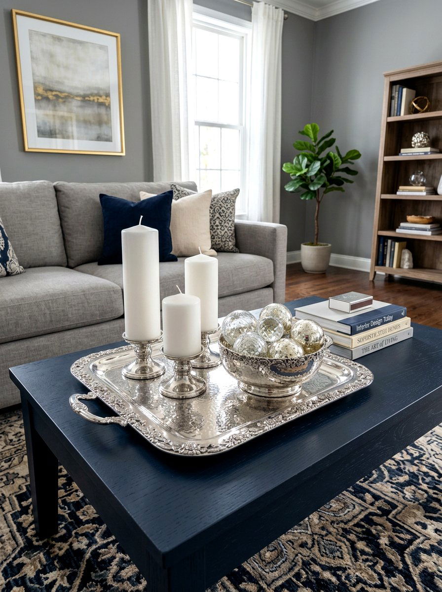 Silver tray styling - 30 coffee table tray styling ideas