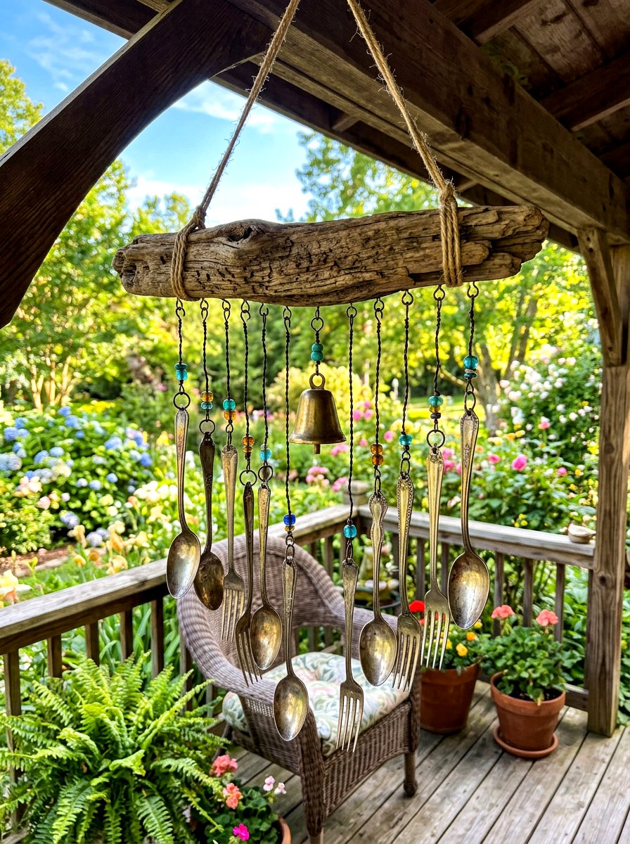 Silverware Wind Chime - 30 repurposed garden decor ideas