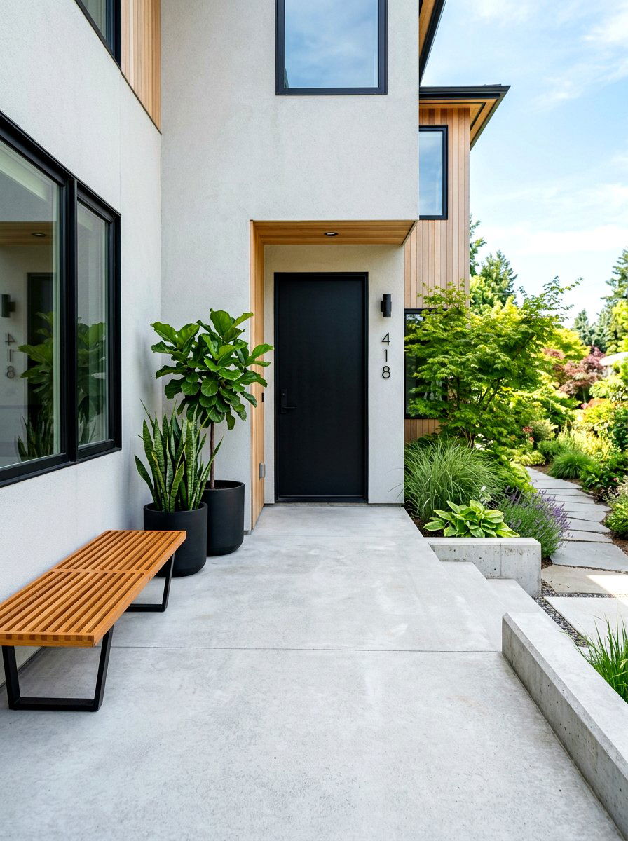 Simple Concrete Front Porch - 30 covered front porch ideas