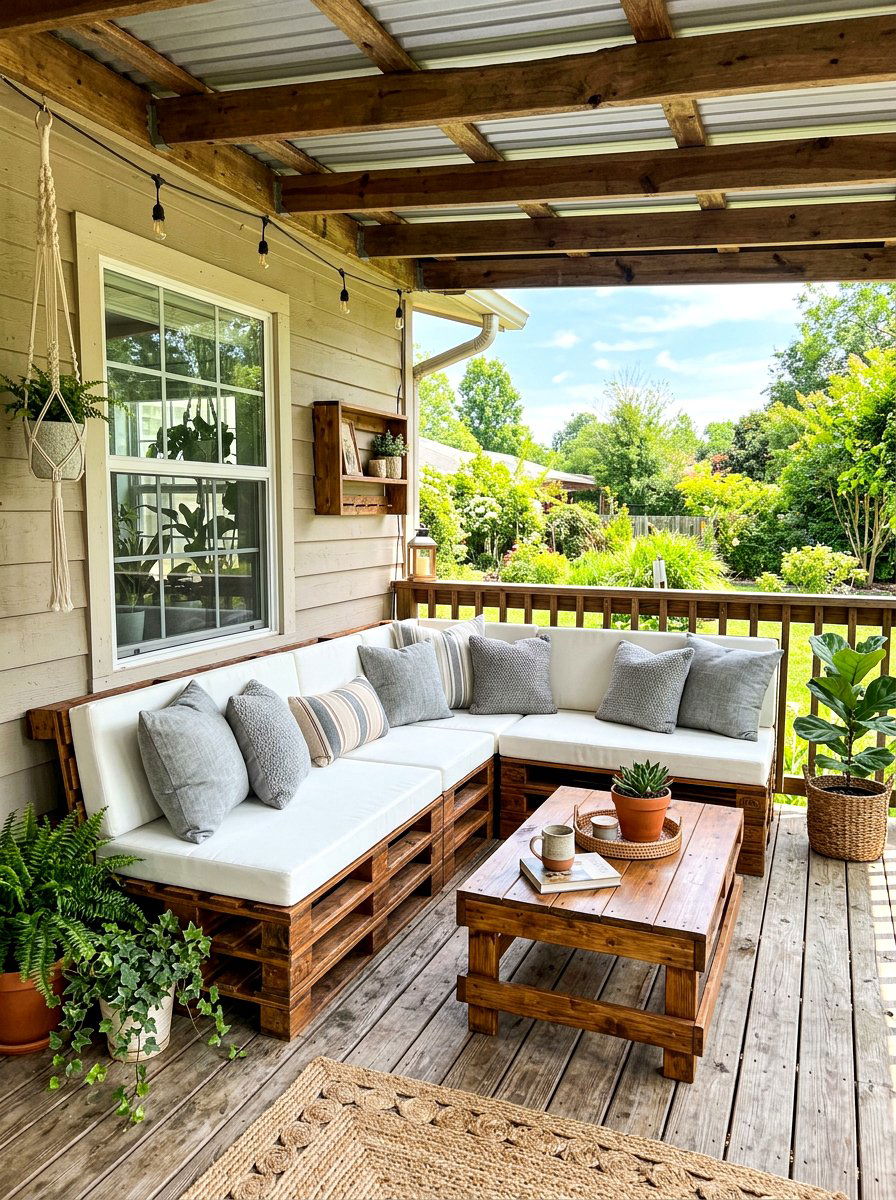 Simple DIY Pallet Porch Lounge - 30 porch lounge ideas