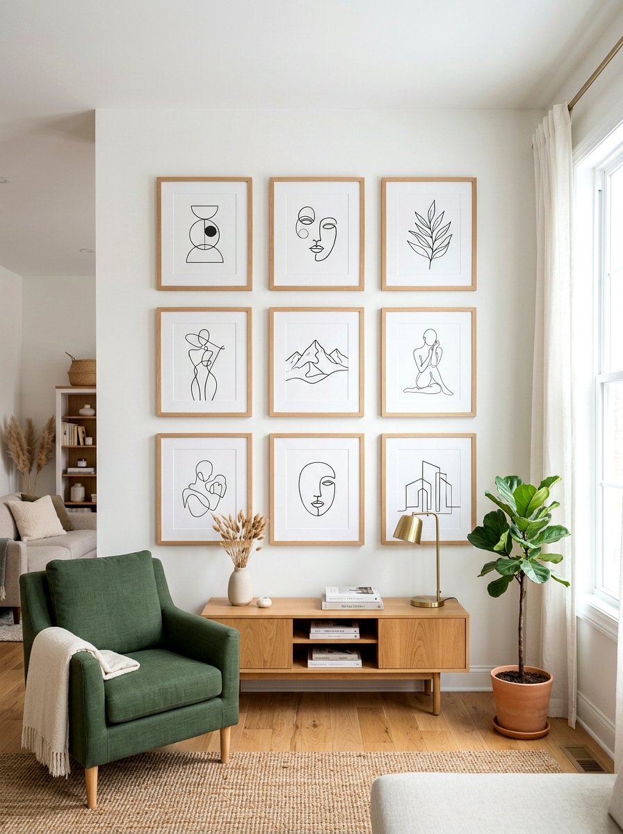 Simple Gallery Wall - 30 warm minimalist home ideas