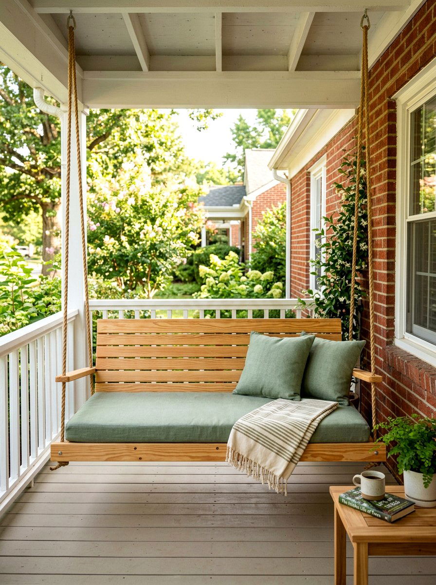 Simple Slat Swing Bed - 30 porch daybed swing ideas