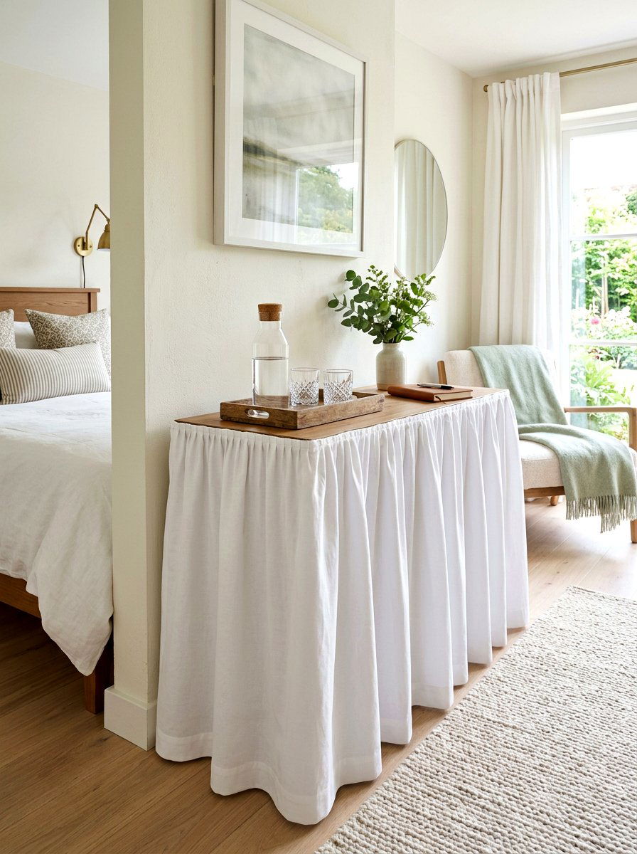 Simple console skirt - 30 skirted console table ideas
