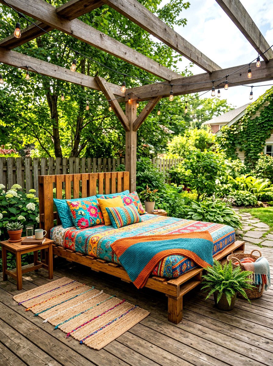 Simple pallet porch bed - 30 porch swing bed ideas