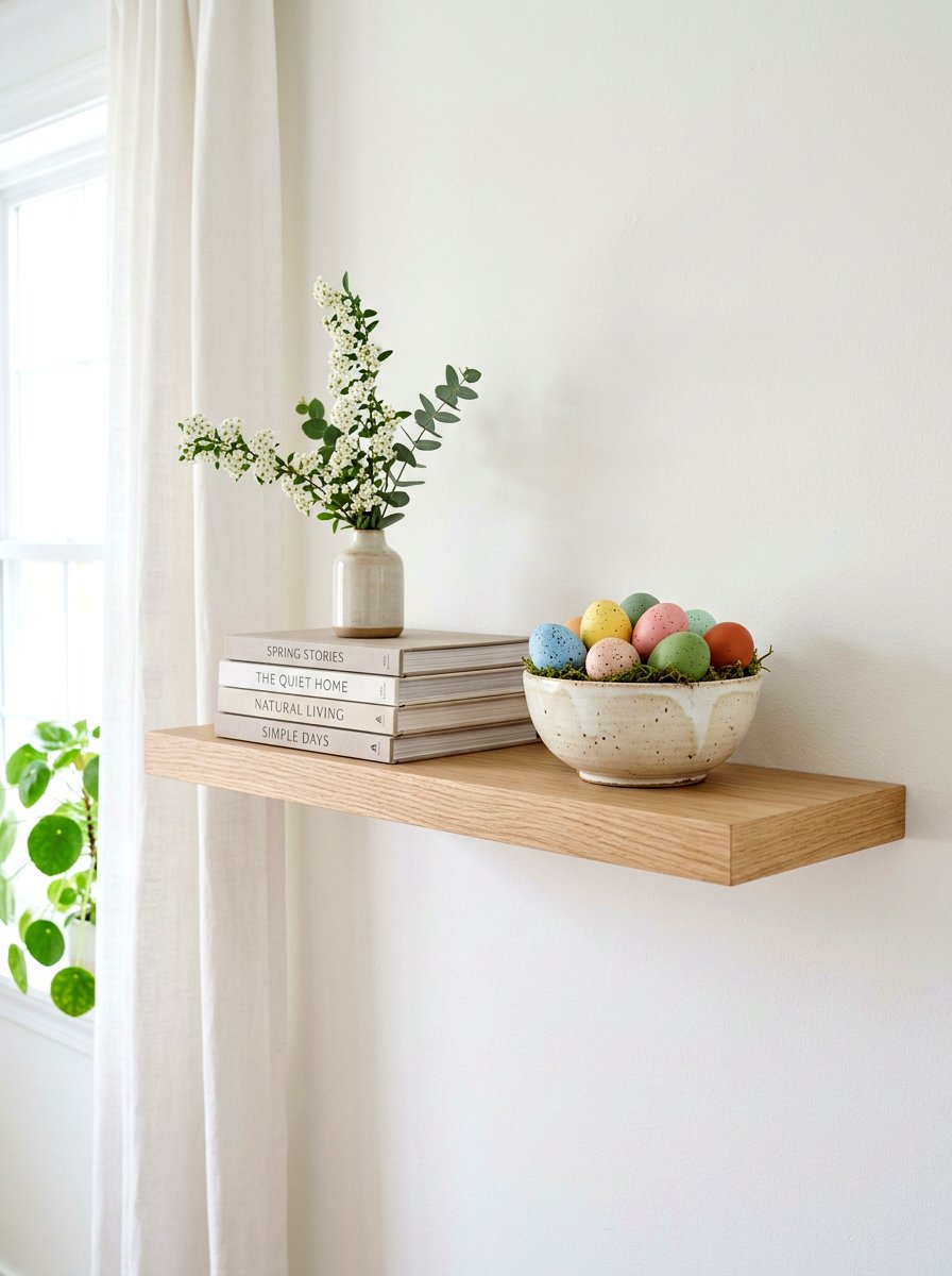 Simple spring bookshelf - 30 bookshelf spring styling ideas