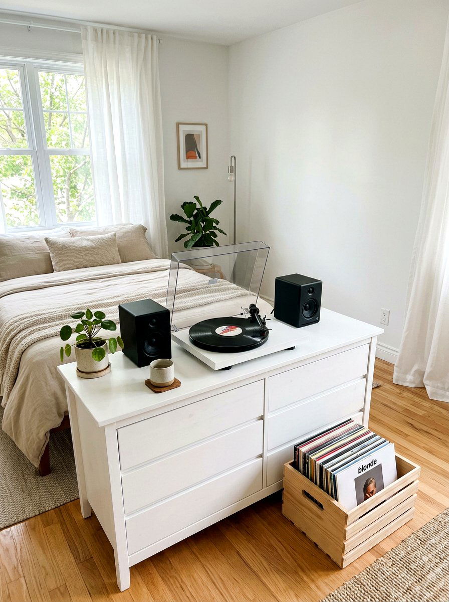 Simple vinyl record setup - 30 record listening room ideas