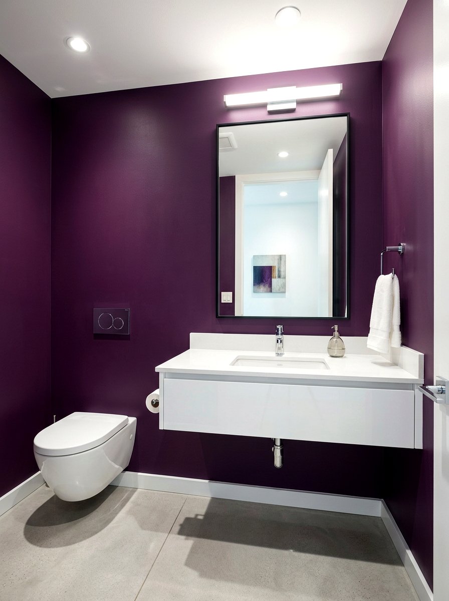 Simple wall mirror - 30 aubergine powder room ideas
