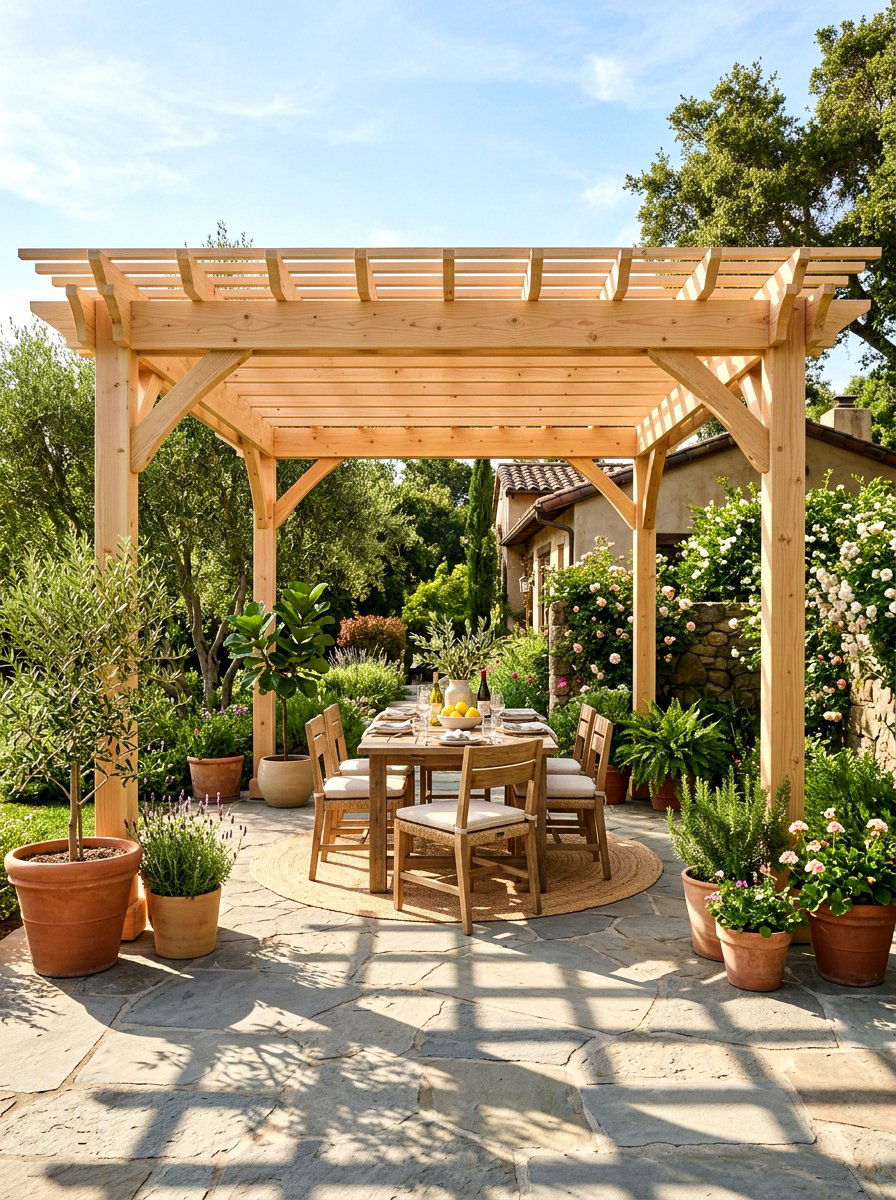 Simple wood pergola - 30 Scandinavian patio ideas