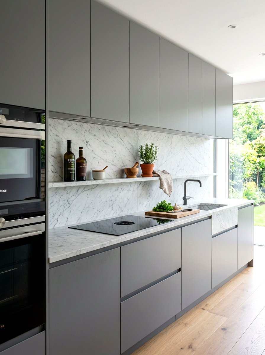 Single Marble Backsplash Ledge - 30 heritage kitchen shelf ideas
