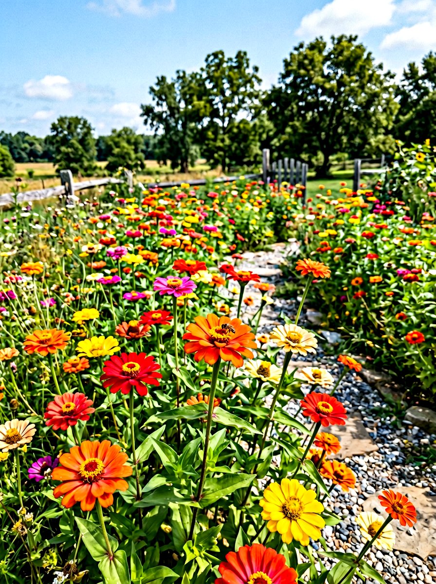 Single Petal Zinnia Garden - 30 zinnia garden ideas