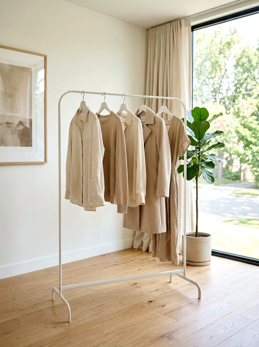 Single Rail Clothing Rack - 30 minimal closet organization ideas