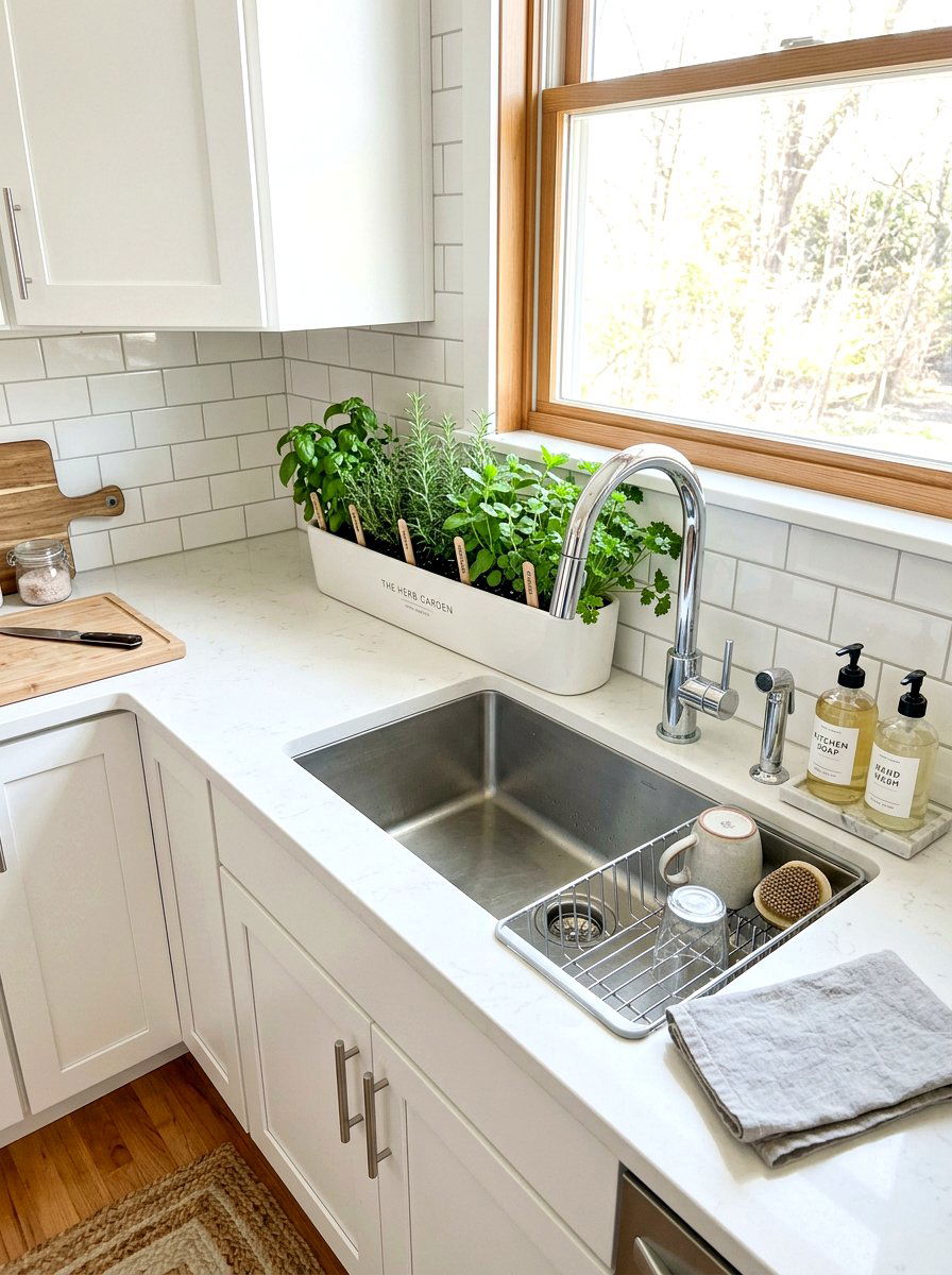 Sink side herb garden - 30 kitchen herb garden ideas