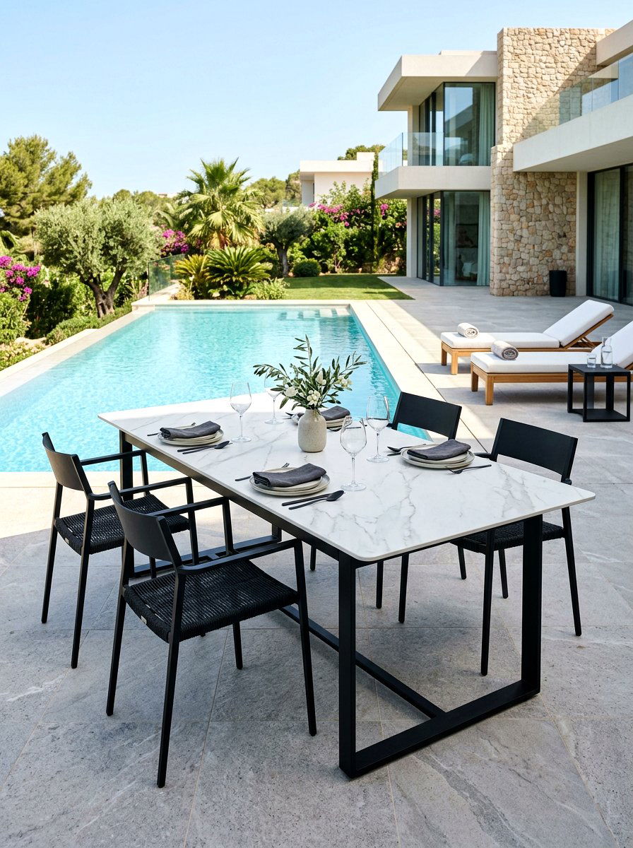 Sintered Stone Dining Table - 30 garden dinner table ideas