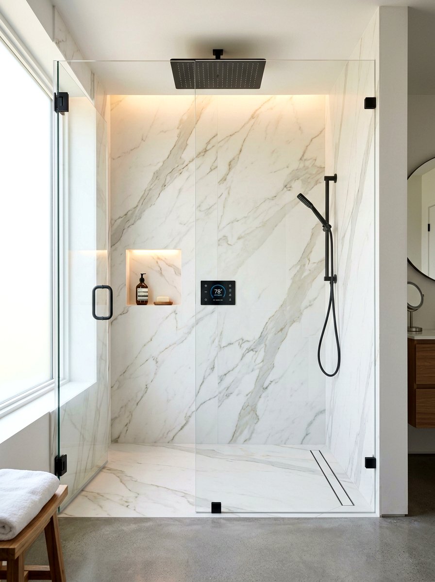 Sintered Stone Shower - 30 stone slab shower wall ideas