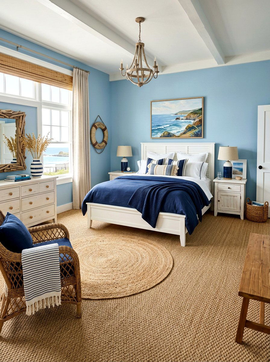 Sisal Floor Covering - 30 nautical bedroom ideas