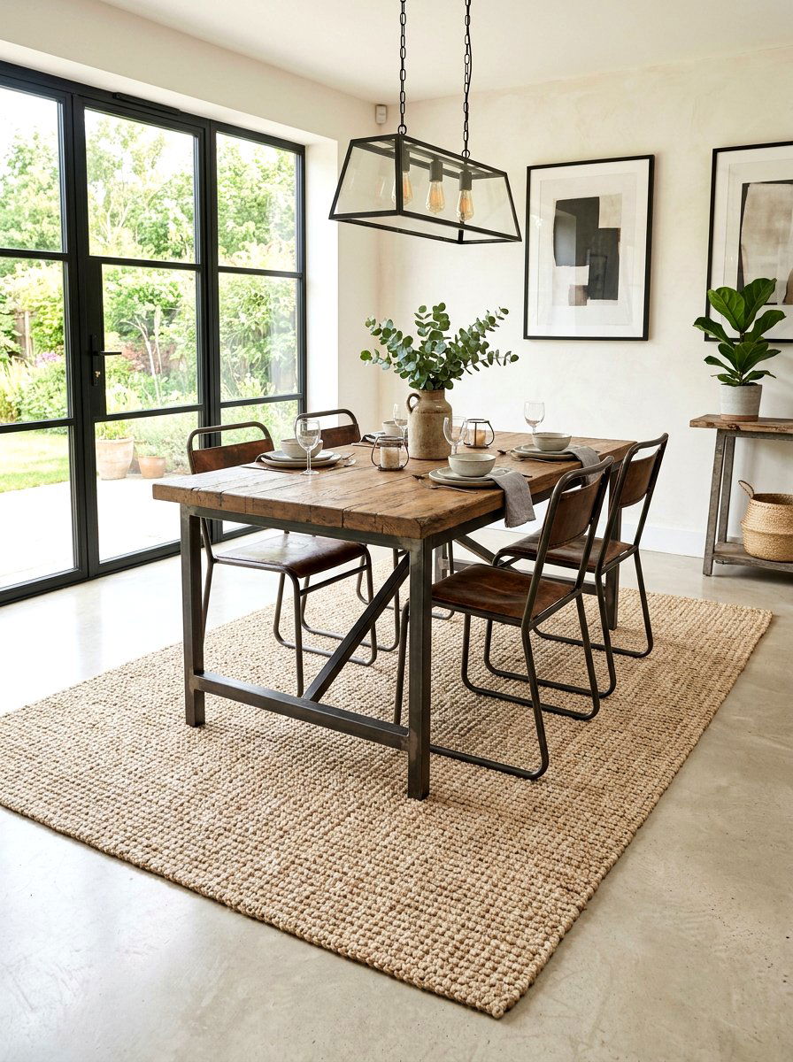 Sisal Rug For Durable Dining Space - 30 dining room rug placement ideas