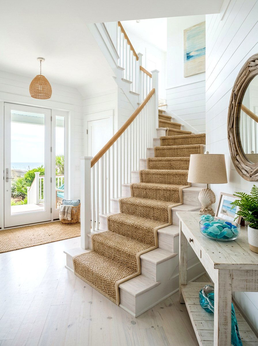 Sisal Stair Runner - 30 vintage stair carpet ideas