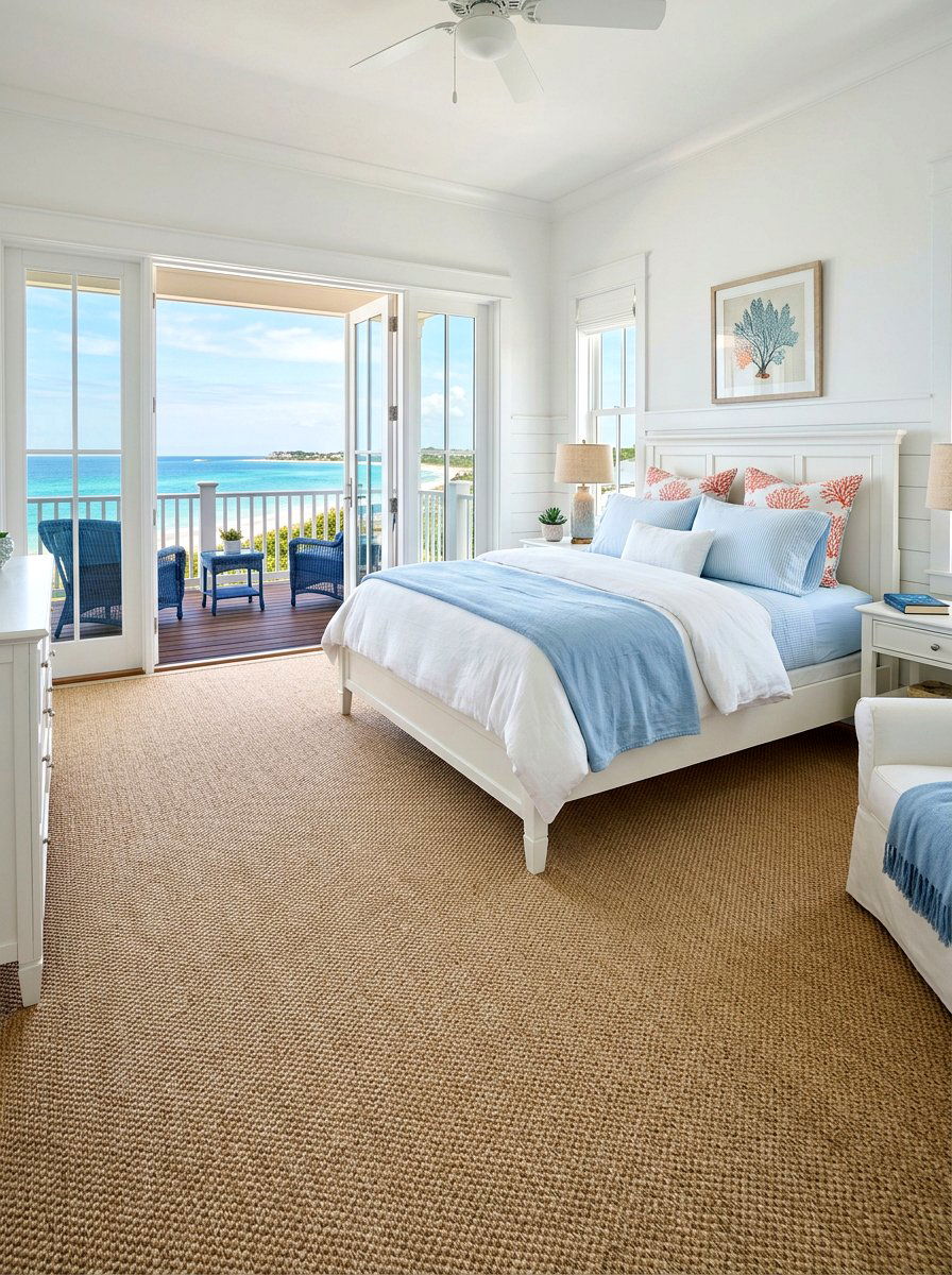 Sisal carpet bedroom - 30 coastal prep bedroom ideas