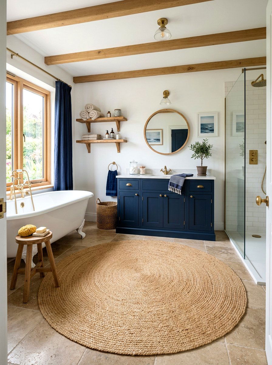 Sisal rug bathroom - 30 nautical bathroom ideas
