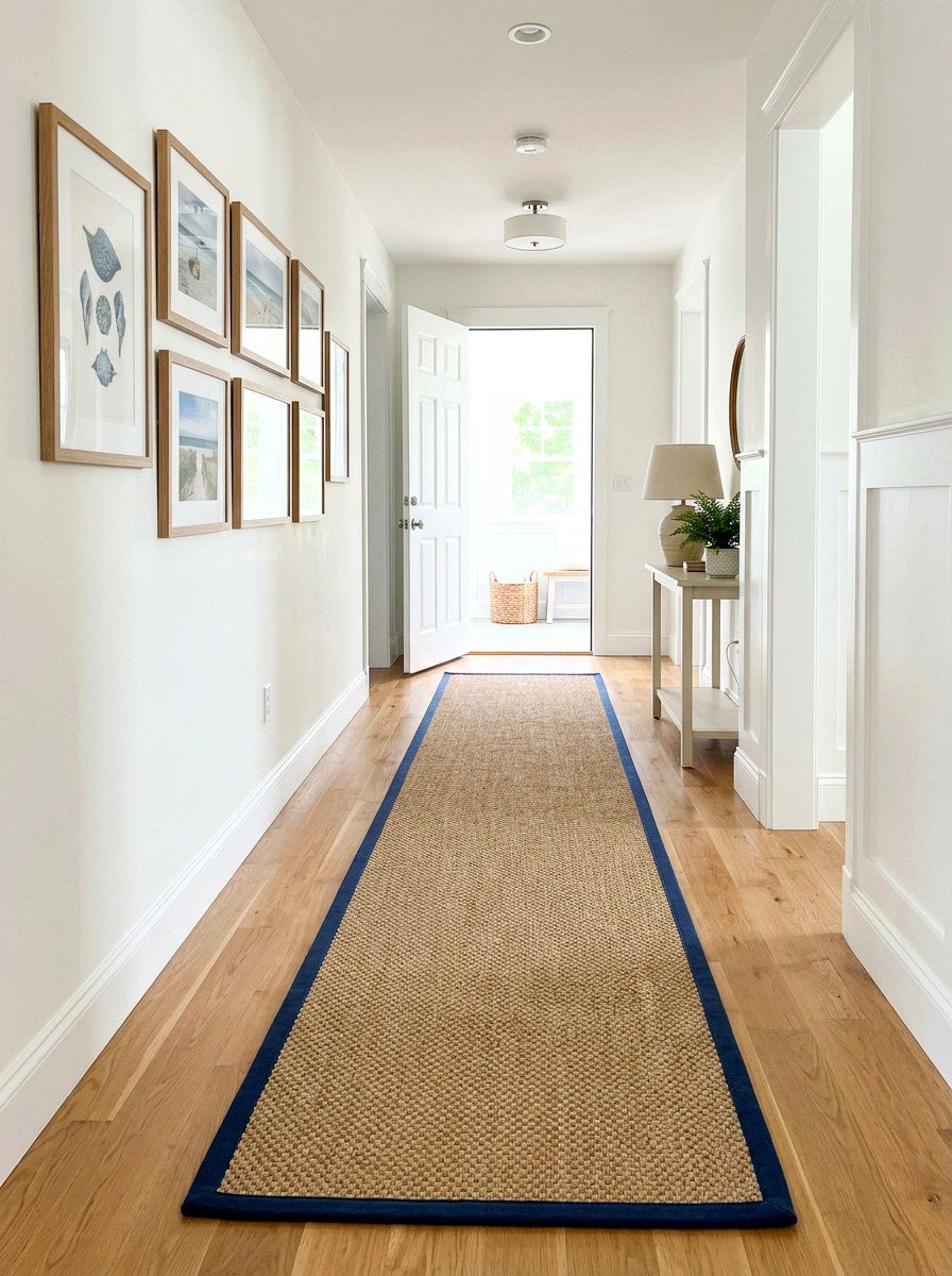 Sisal runner hallway design - 30 coastal grandmother decor ideas