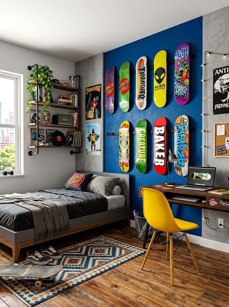 Skateboard Wall Decor - 30 teen room Pinterest ideas
