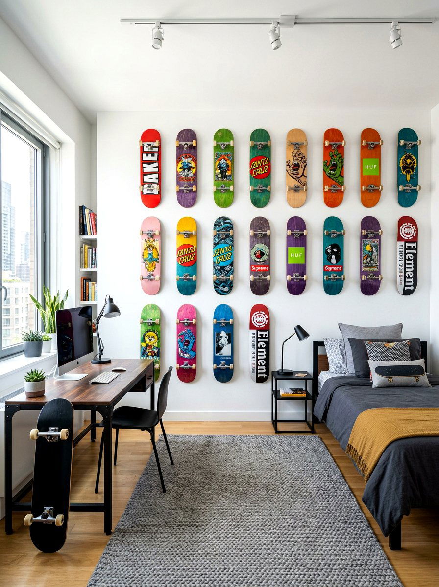 Skateboard Wall Decor - 30 tween boy bedroom ideas