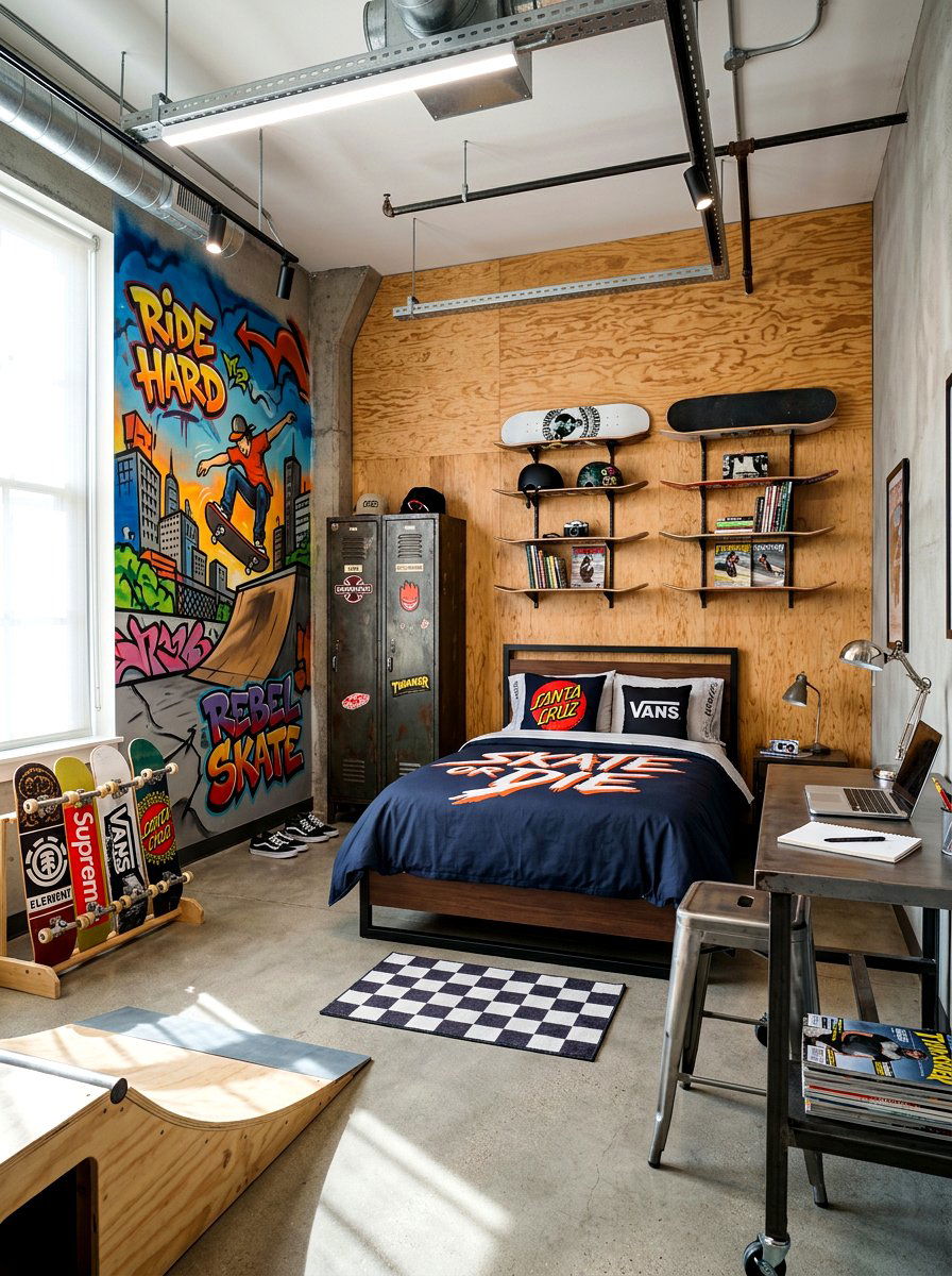 Skateboarding Bedroom - 30 sports bedroom ideas