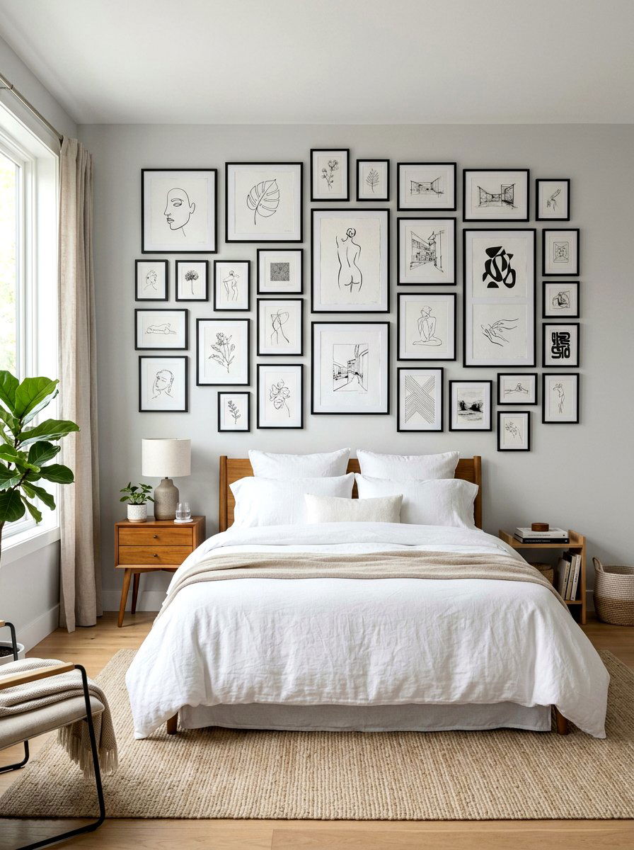 Sketch And Line Art Gallery - 30 eclectic frame wall ideas