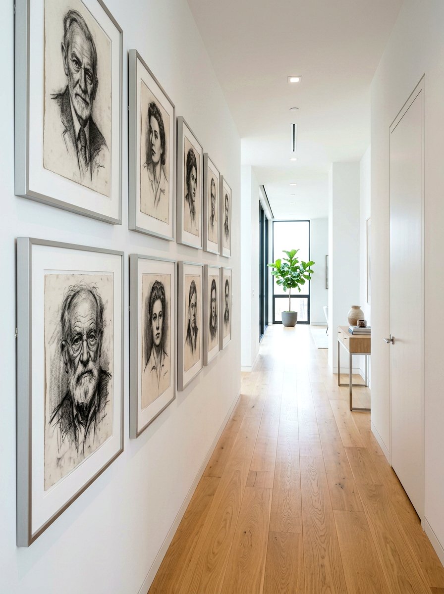 Sketch and charcoal vintage portraits - 30 vintage portrait wall ideas