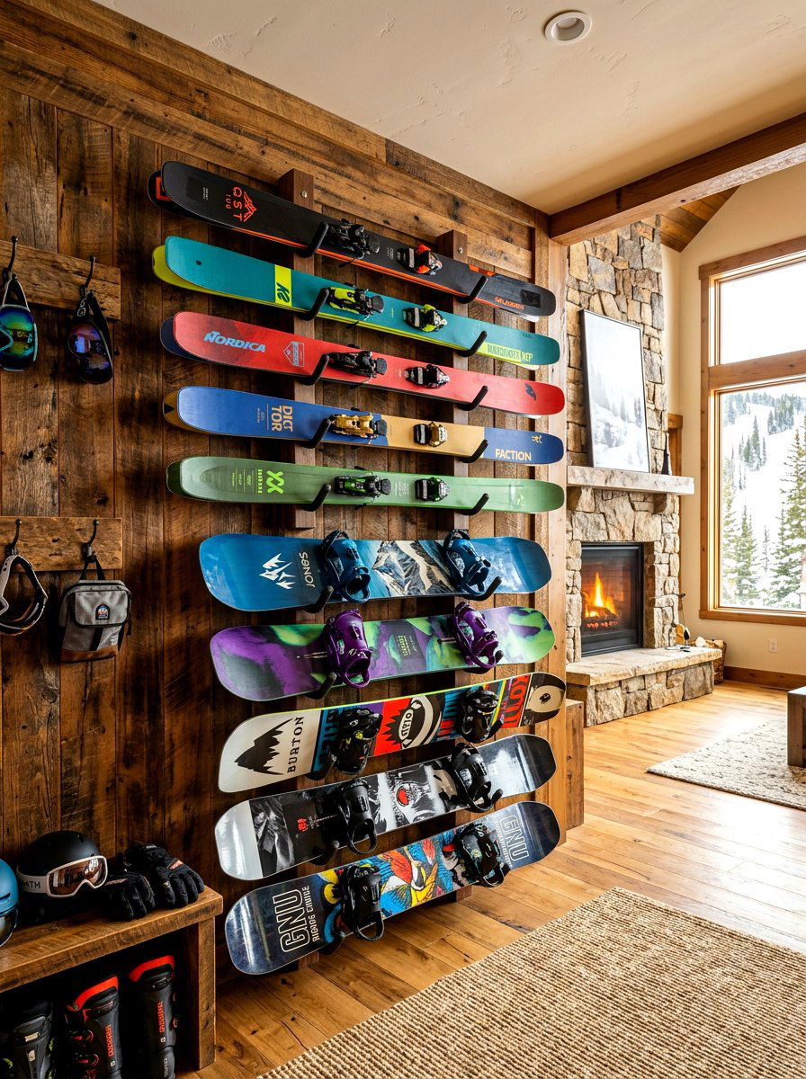 Ski And Snowboard Wall Storage - 30 garage sports equipment storage ideas