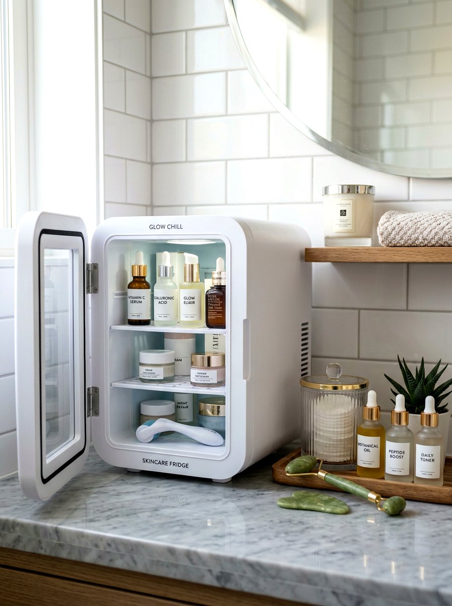 Skincare Fridge Setup - 30 skincare station ideas