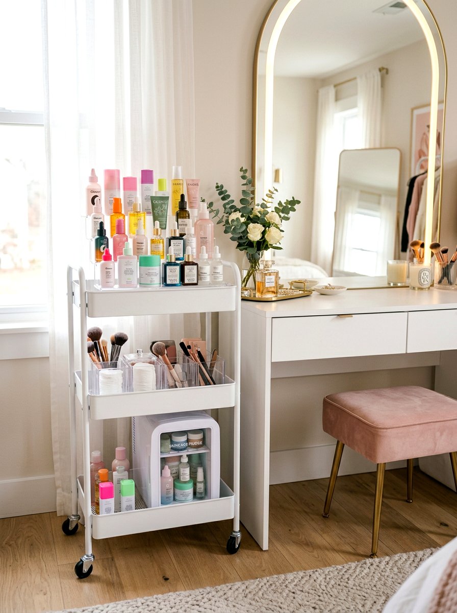 Skincare Organizer Cart - 30 bedside cart storage ideas