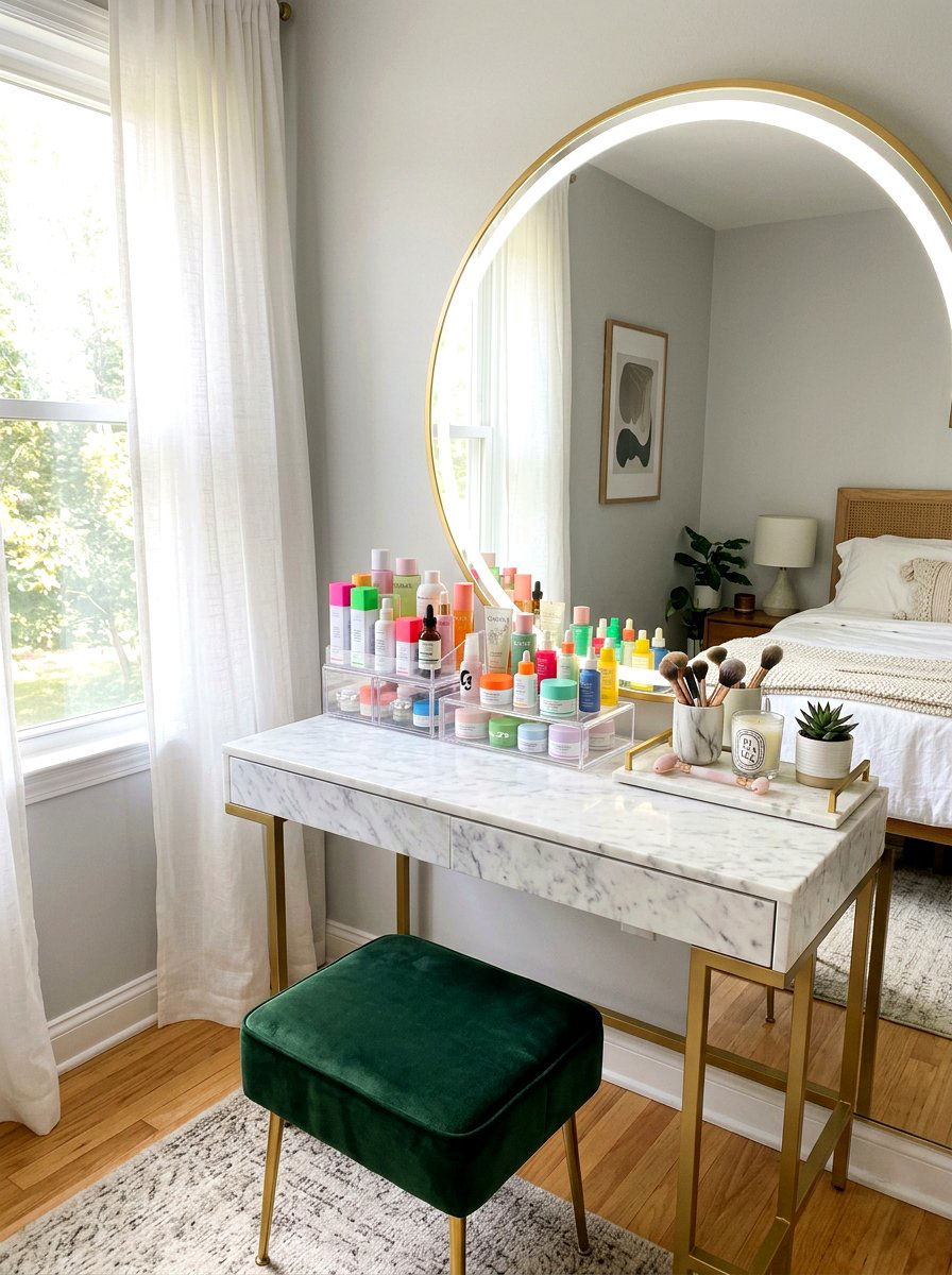 Skincare Vanity Setup - 30 self care station ideas