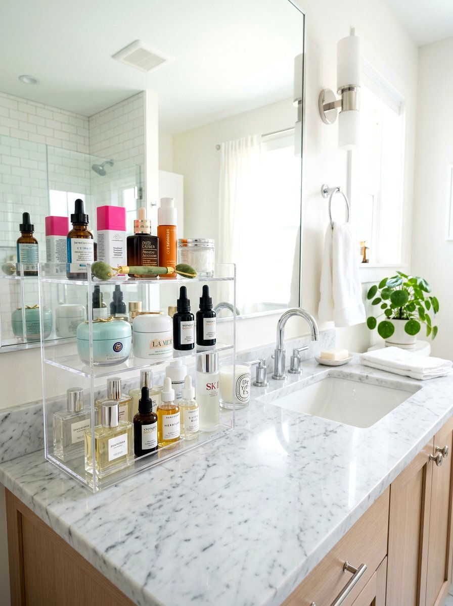 Skincare organizer shelf - 30 wellness shelf styling ideas