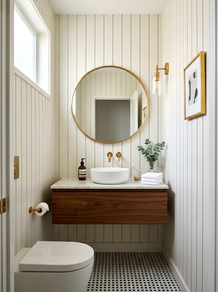 Skinny Shiplap Powder Room - 30 shiplap wall ideas