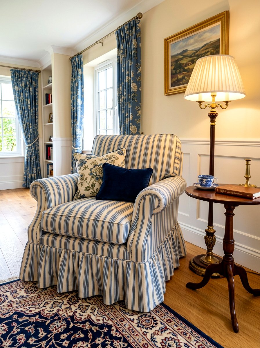 Skirted Armchair - 30 English country living room ideas
