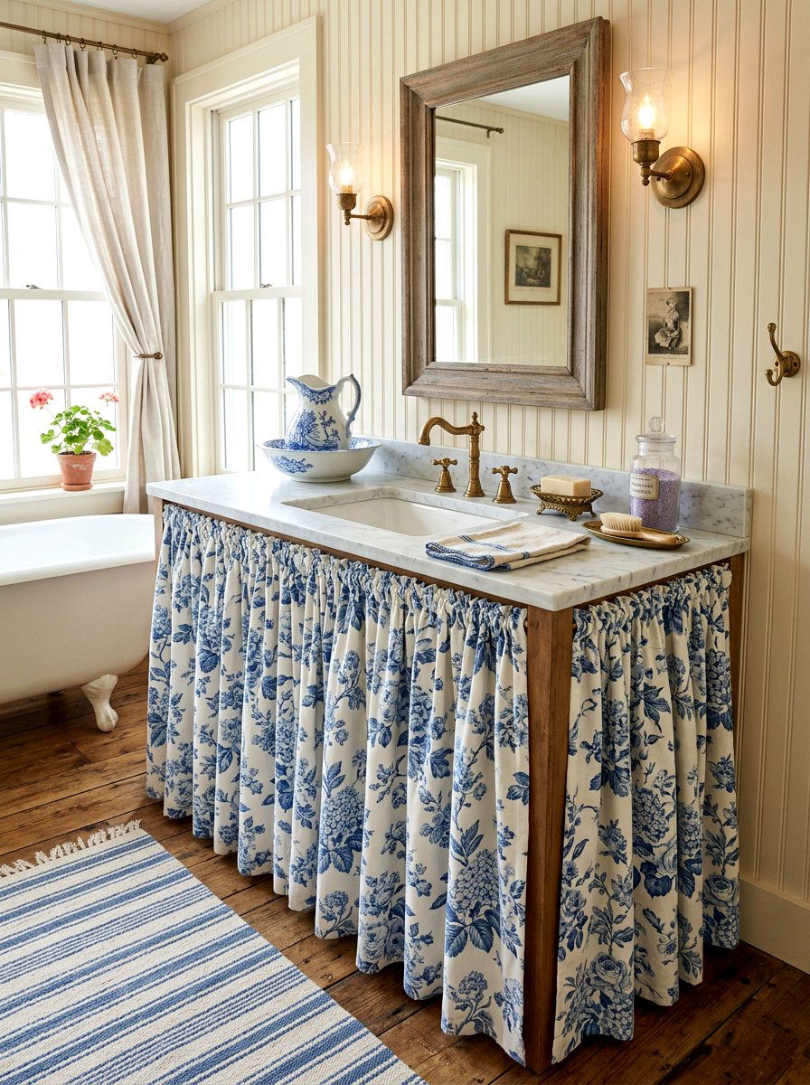 Skirted Bathroom Vanity - 30 granny chic bathroom ideas