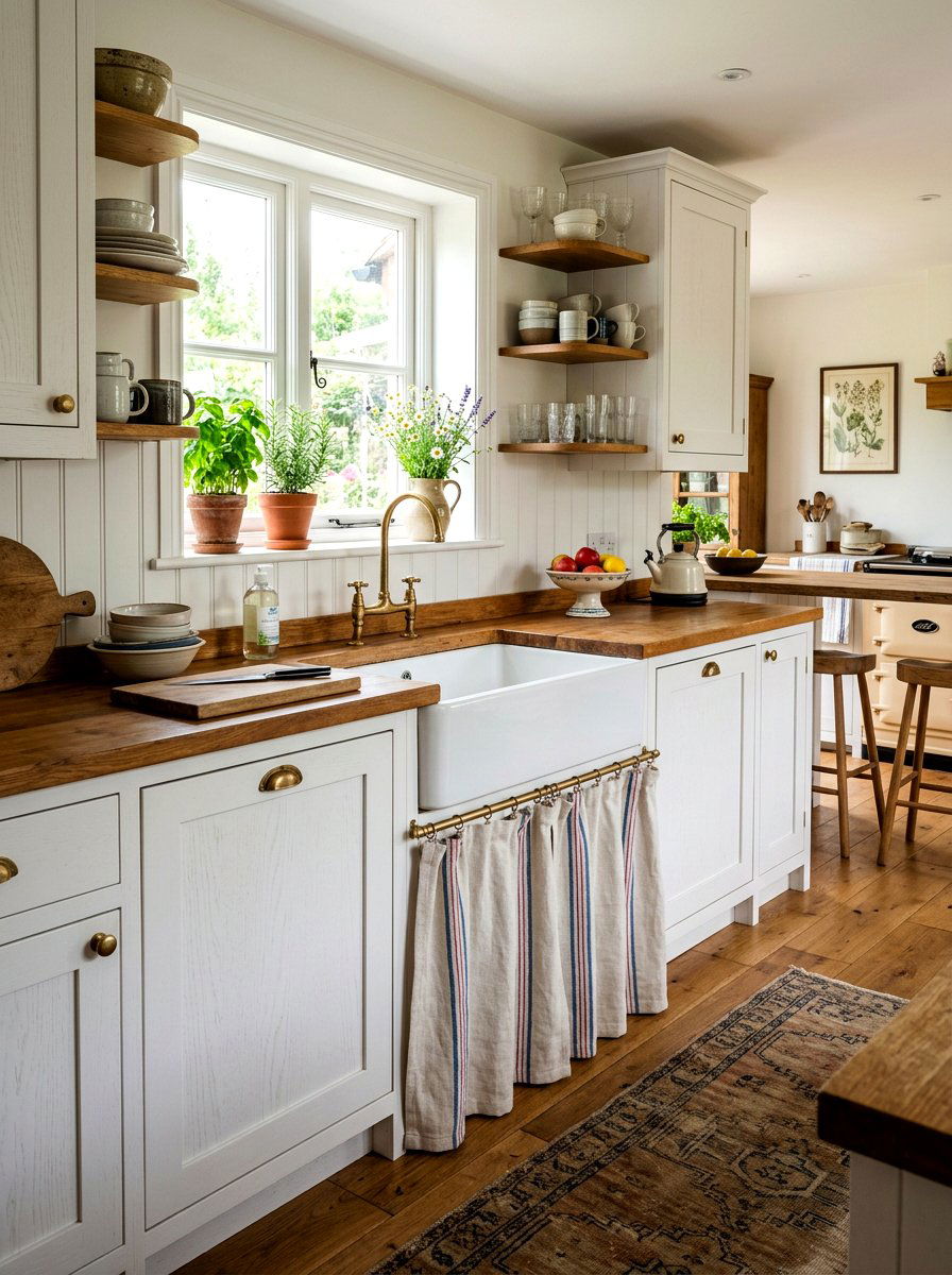 Skirted Cabinet Kitchen - 30 vintage kitchen ideas