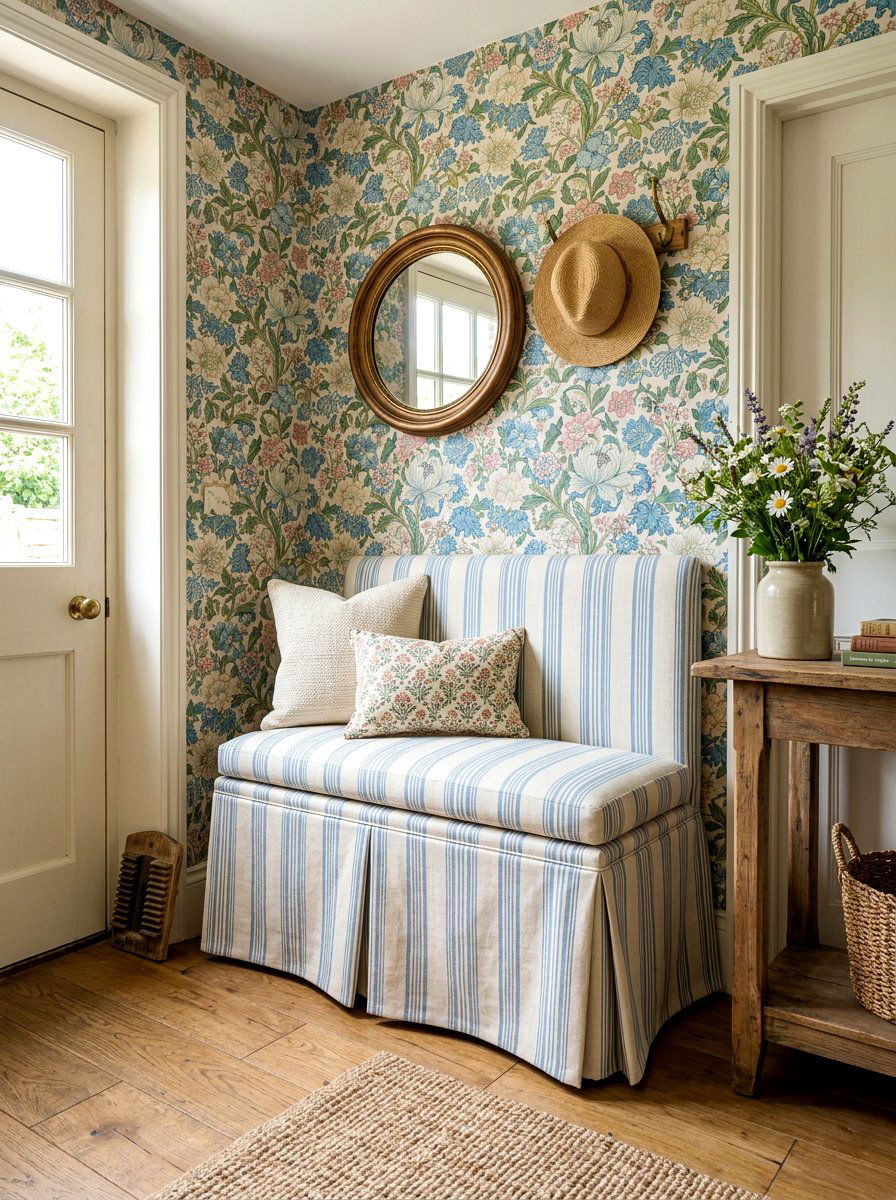 Skirted Entryway Bench - 30 foyer bench seating ideas