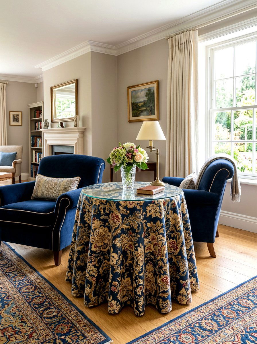 Skirted Round Side Table - 30 fabric covered side table ideas