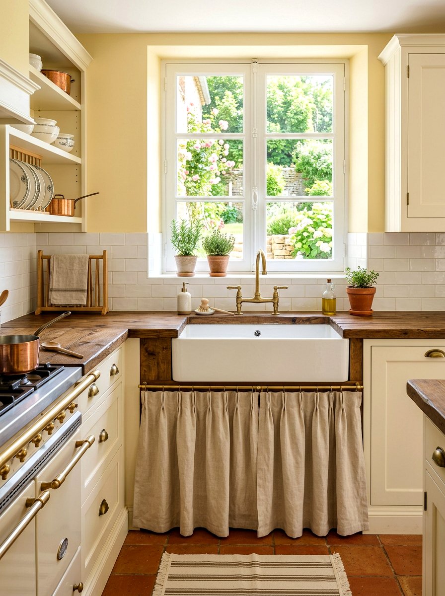 Skirted Sink Kitchen - 30 cottage kitchen ideas