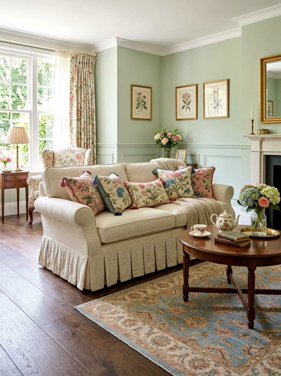 Skirted Sofa Decor - 30 TikTok living room decor ideas