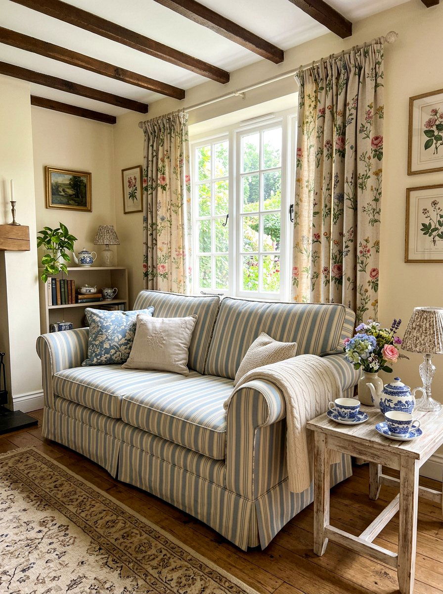 Skirted Striped Sofa - 30 striped sofa ideas