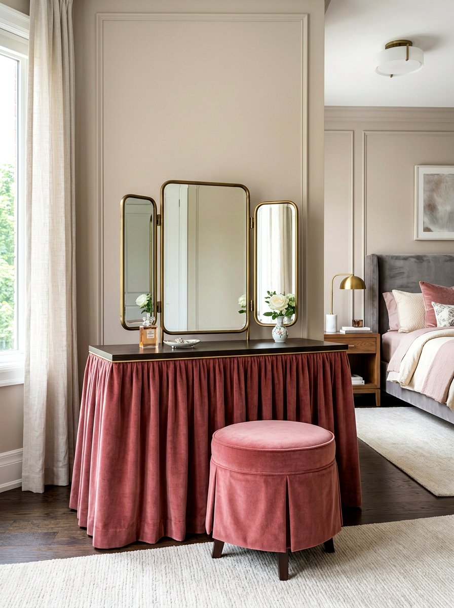 Skirted vanity table - 30 skirted console table ideas