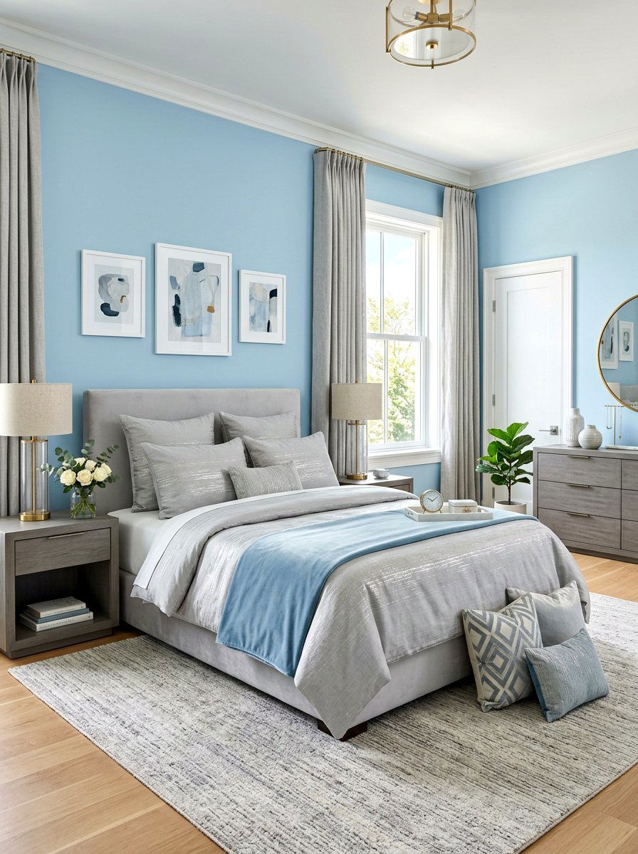 Sky Blue And Platinum Gray Bedroom - 30 blue and gray bedroom ideas