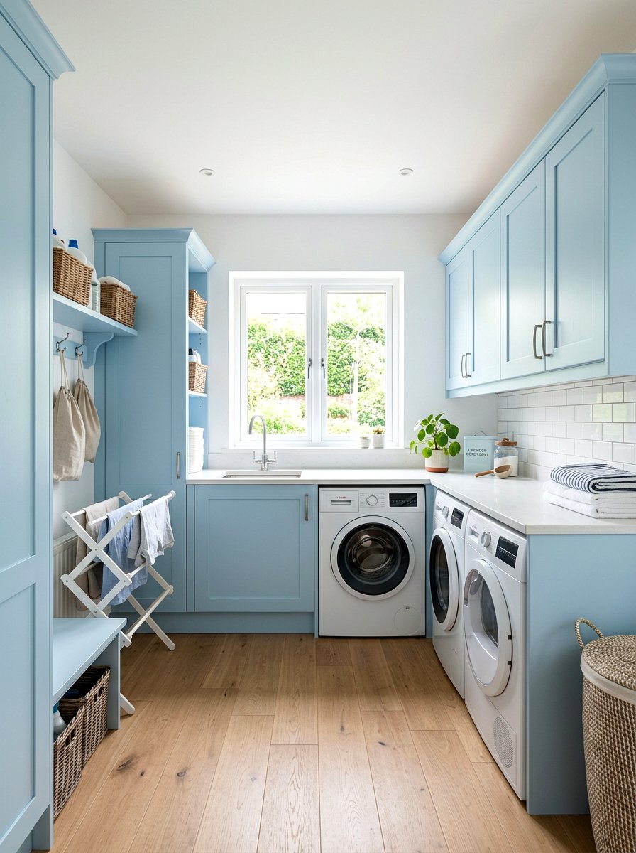 Sky Blue And White Laundry Room - 30 color blocked room ideas