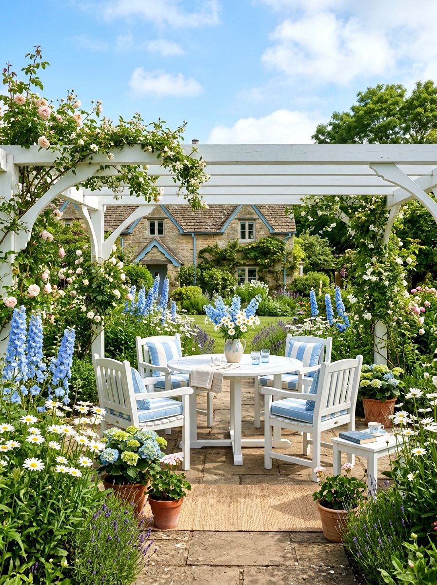 Sky Blue And White Patio - 30 patio color scheme ideas